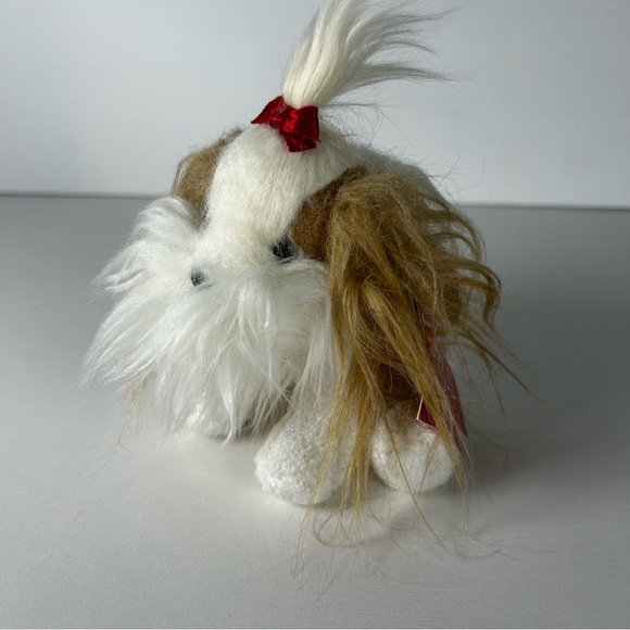 Russ Freeda Puppy Dog Plush Berrie Shih Tzu "Fluffy" Stuffed Animal W/Bow 8" - Picture 2 of 7
